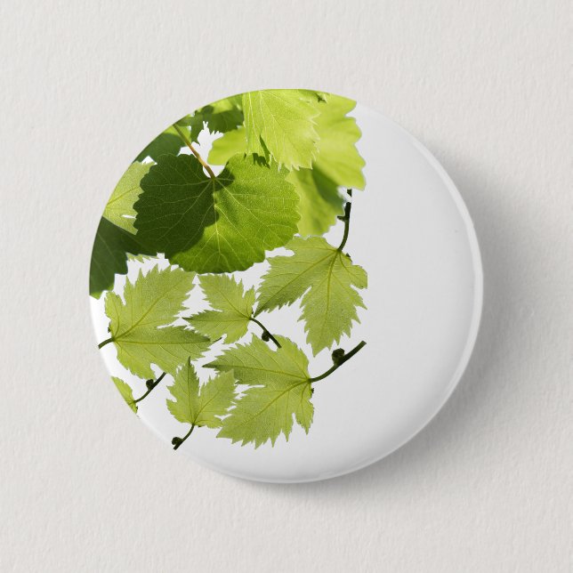 Grape Vine Green Leaves Button (Front)