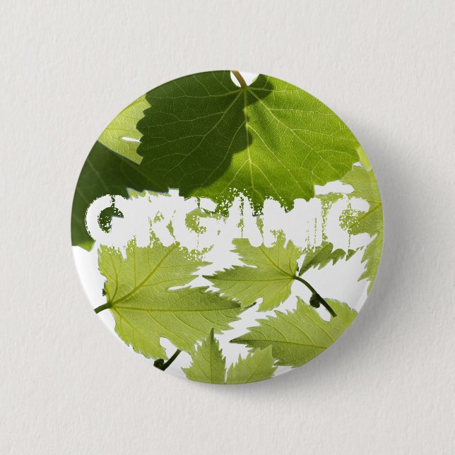 Grape Vine Green Leaves Button (Front)