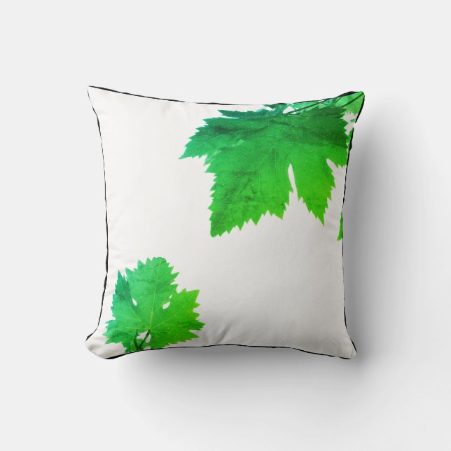 Grape Vine Green Leaves Cushion Throw Pillow (Front)