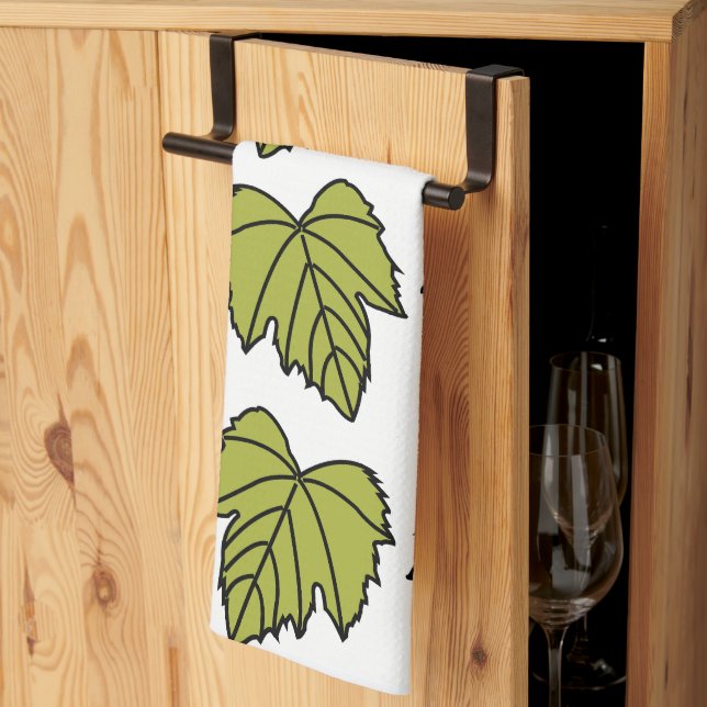 Grape Vine Green Leaves Grape Vine Kitchen Towel (Thirds Fold)