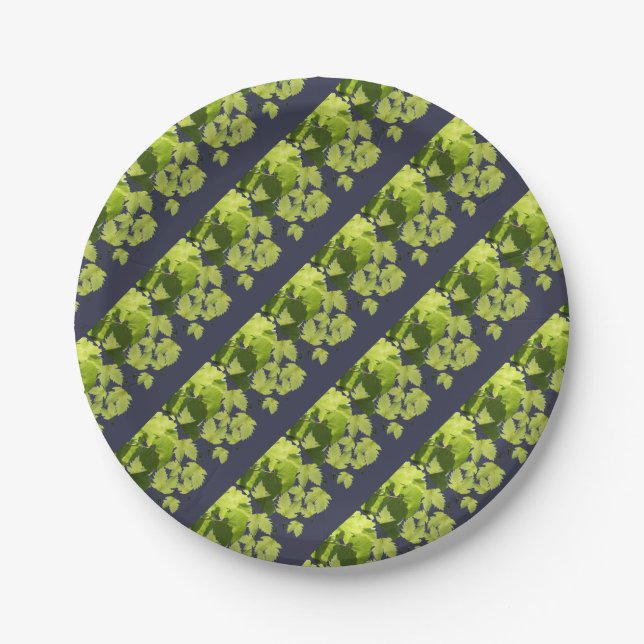 Grape Vine Green Leaves Paper Plates (Front)