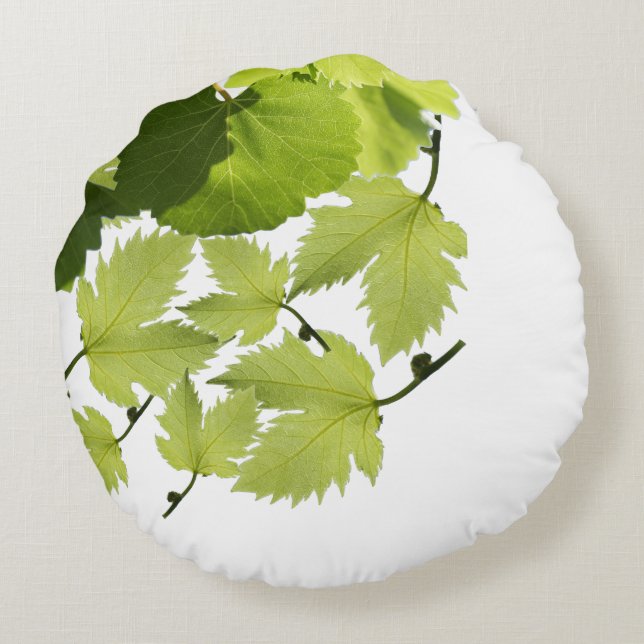 Grape Vine Green Leaves Round Pillow (Back)