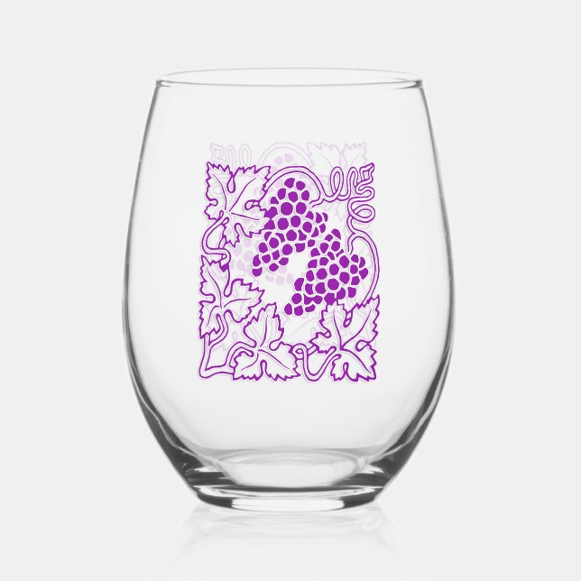 Grape Vine Purple Stemless Wine Glass (Front)