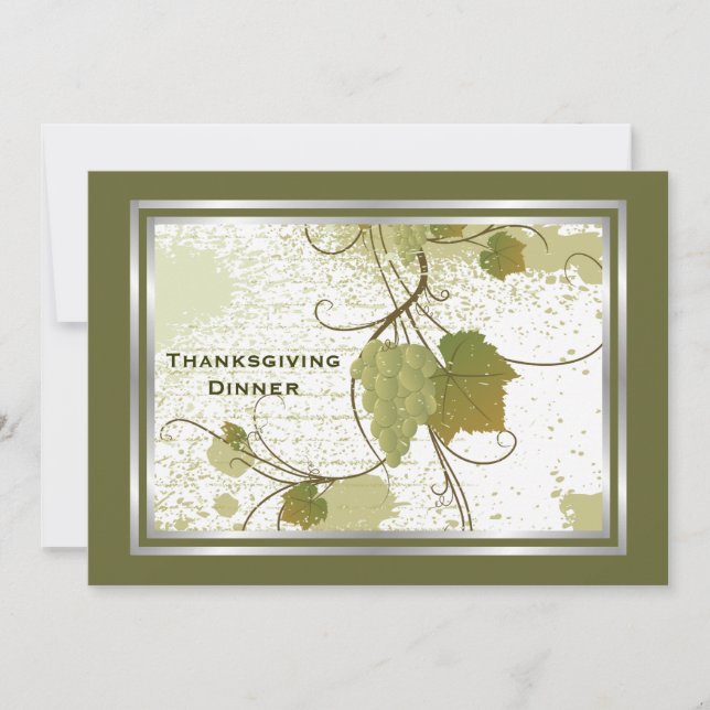 Grape Vine Thanksgiving Dinner Custom Invitation (Front)