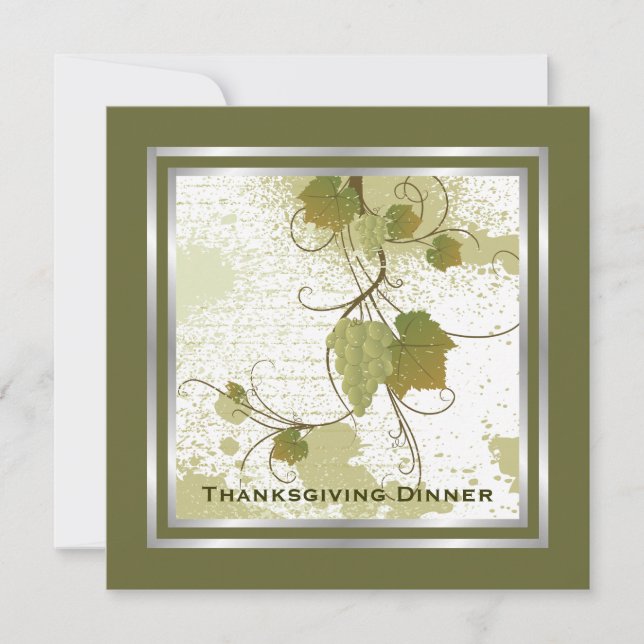 Grape Vine Thanksgiving Dinner Custom Invitation (Front)