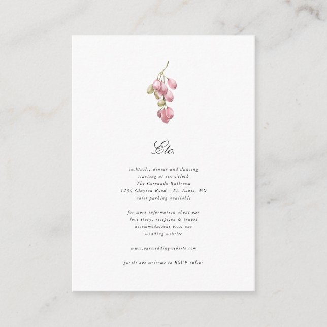 Grape Vine Wedding Details Enclosure Card (Front)