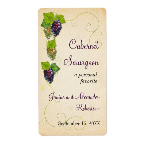 Grape Vine Wine Bottle Label