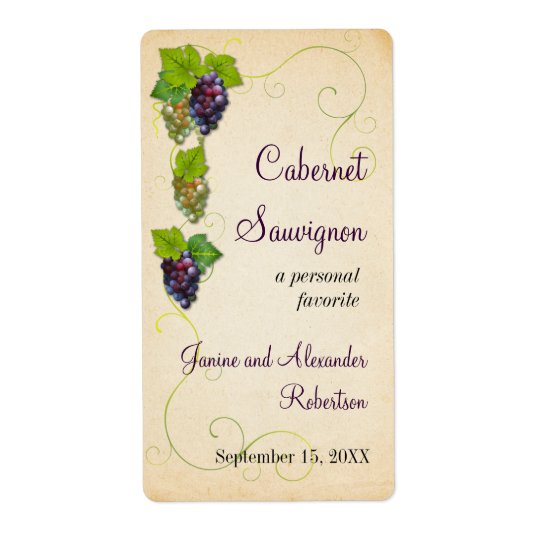 Grape Vine Wine Bottle Label | Zazzle.com