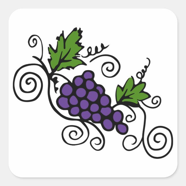 Grape Vines Square Sticker (Front)