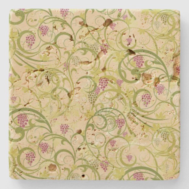 Grape Vines Stone Coaster (Front)