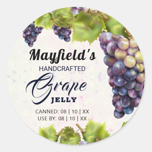 Grape Vineyard Canning  Jam Jar  Classic Round Sticker
