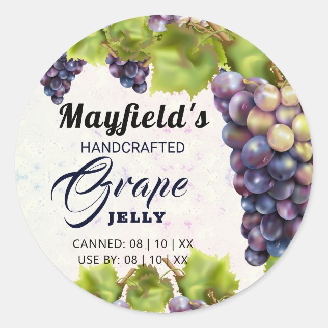 Grape Vineyard Canning | Jam Jar  Classic Round Sticker (Front)