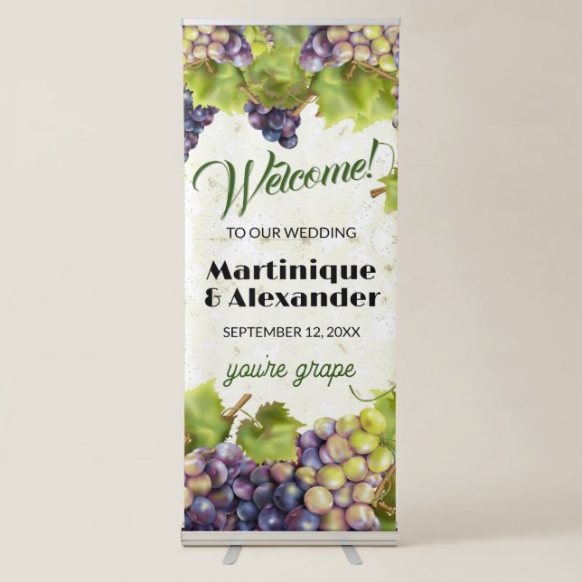 Grape Vineyard Wedding Retractable Banner (Front)