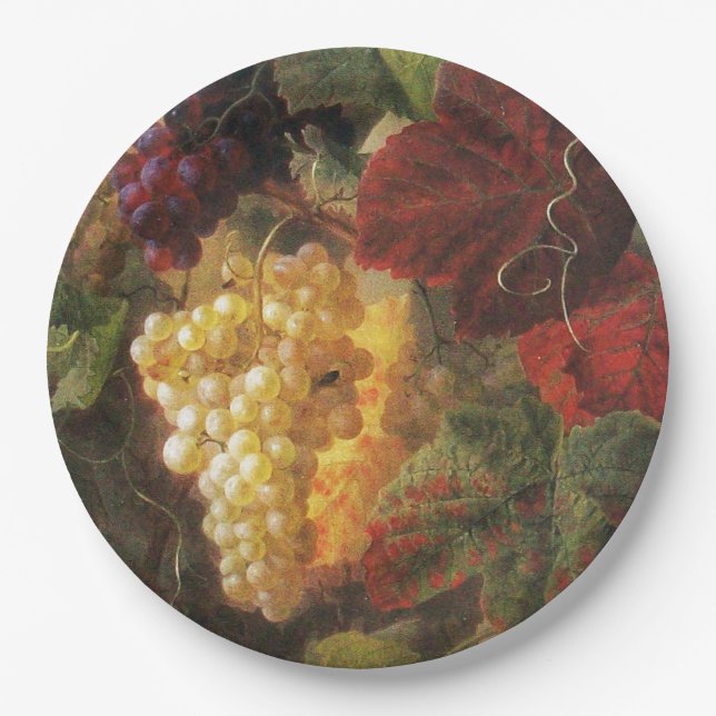 GRAPE VINEYARD WINE TASTING PARTY  Grapes Vines, Paper Plates (Front)