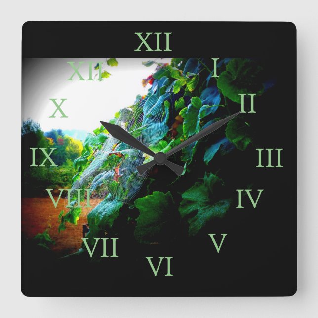 Grape Web Square Wall Clock (Front)