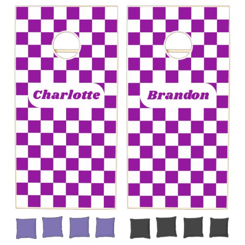 Grape & White Checker with Names
