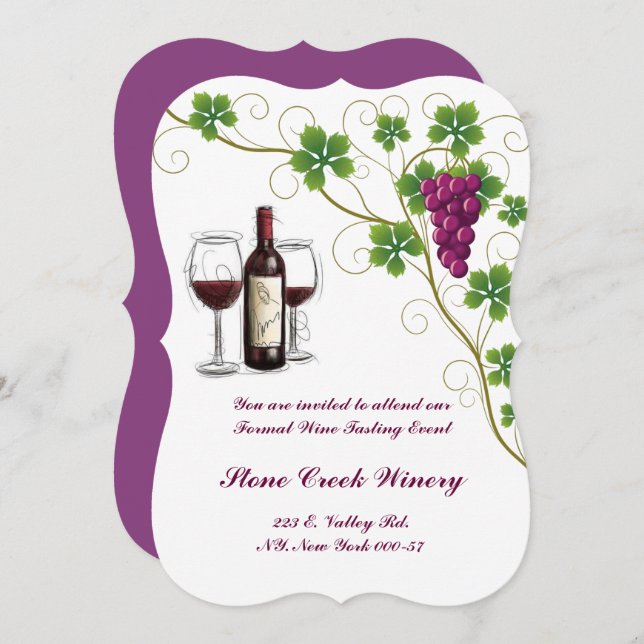 Grape Wine Tasting Event Party Invitation (Front/Back)