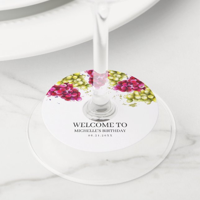 Grape Wine Tasting Glass Tag (Close Up)