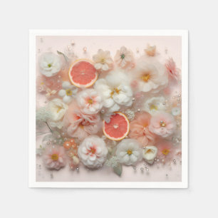 Grapefruit and Flowers Abstract Napkins