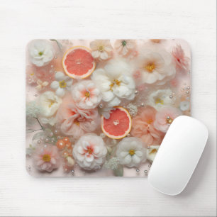 Grapefruit and Flowers Mouse Pad