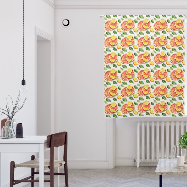 Grapefruit and Lemons Watercolor Citrus  Blackout Curtains (Living Room)