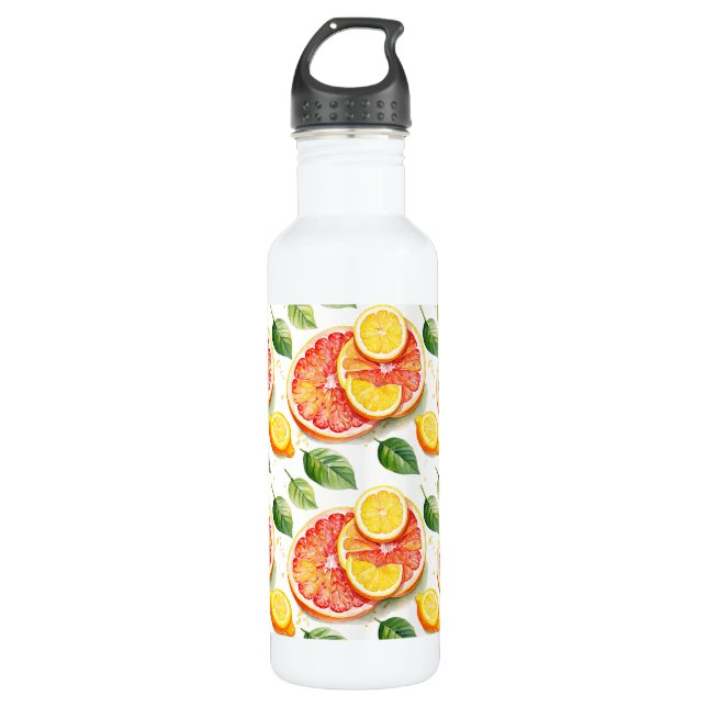 Grapefruit and Lemons Watercolor Citrus  Stainless Steel Water Bottle (Front)