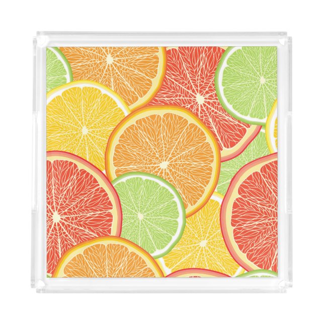 Grapefruit and orange abstract background. acrylic tray (Front)