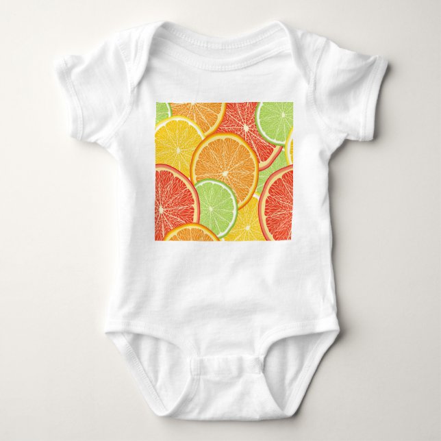 Grapefruit and orange abstract background. baby bodysuit (Front)