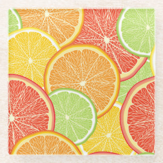 Grapefruit and orange abstract background. glass coaster