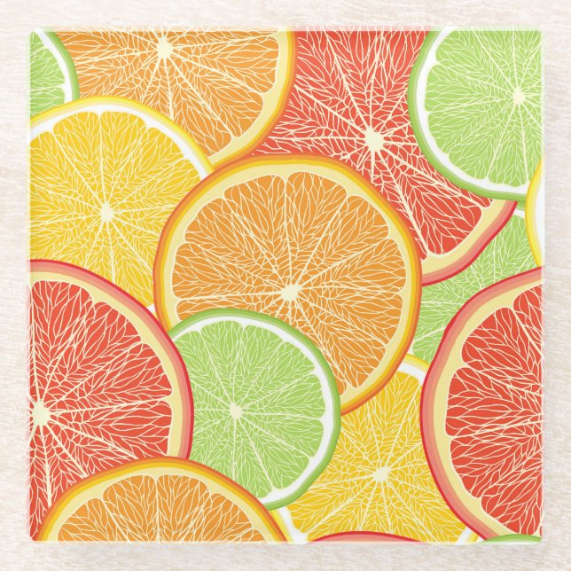 Grapefruit and orange abstract background. glass coaster (Front)