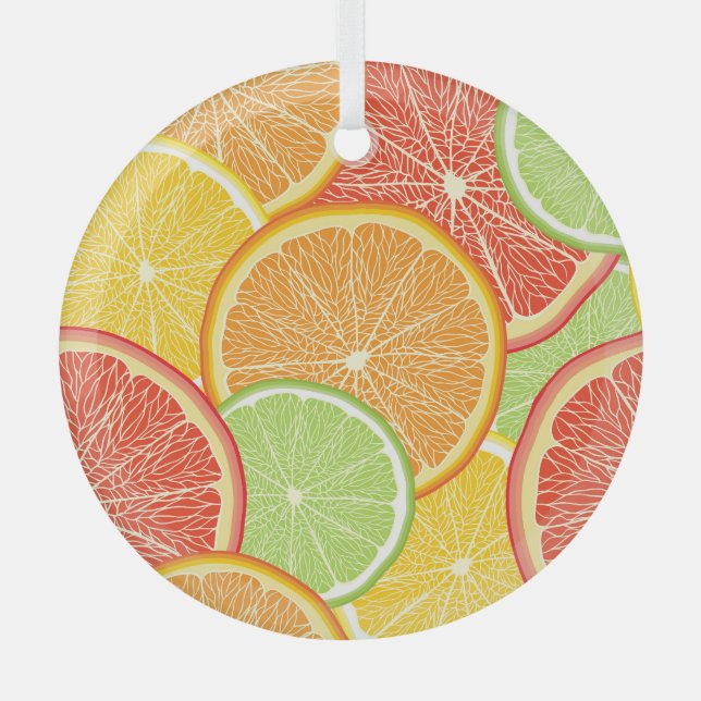 Grapefruit and orange abstract background. glass ornament (Front)