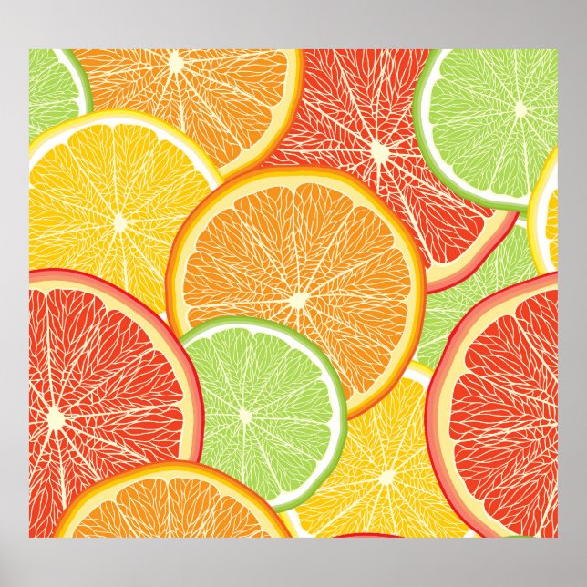 Grapefruit and orange abstract background. poster (Front)
