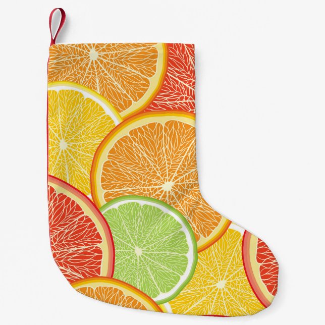 Grapefruit and orange abstract background. small christmas stocking (Front)