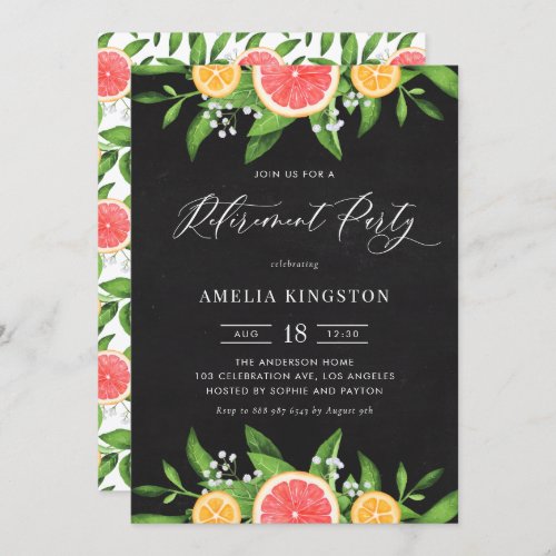 Grapefruit and Oranges Chalkboard Retirement Party Invitation