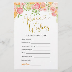 Grapefruit Citrus Bridal Shower Advice and Wishes