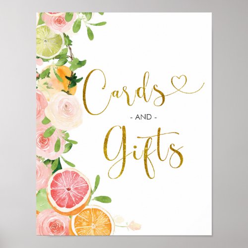 Grapefruit Citrus Bridal Shower Cards and Gifts Poster