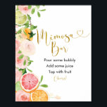 Grapefruit Citrus Bridal Shower Mimosa Bar Sign<br><div class="desc">Grapefruit Citrus Bridal Shower Mimosa Bar Sign</div>