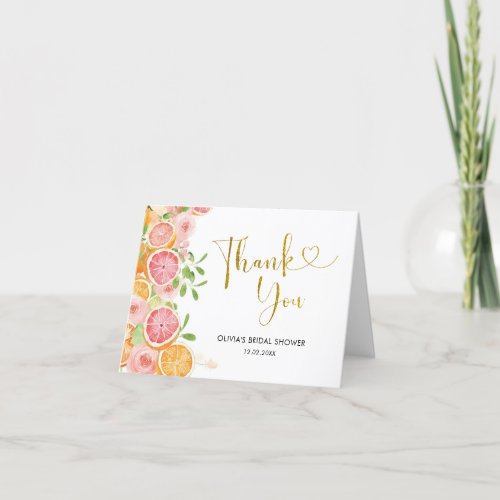 Grapefruit Citrus Bridal Shower Thank You Card