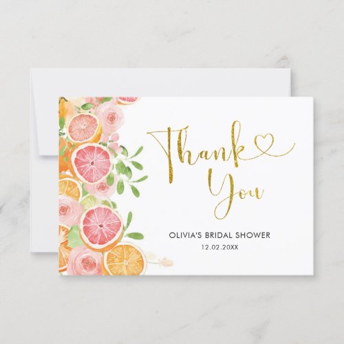 Grapefruit Citrus Bridal Shower Thank You Card