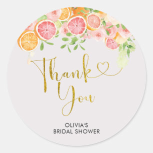 Grapefruit Citrus Bridal Shower Thank You Sticker