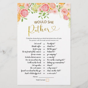 Grapefruit Citrus Bridal Shower Would She Rather