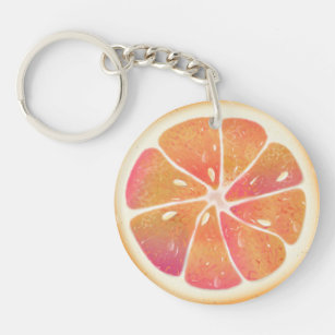 Grapefruit Citrus Fruit Slice Keychain