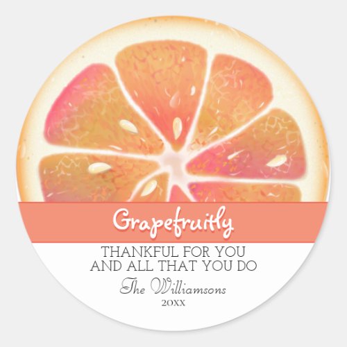 Grapefruit Citrus Fruit  Thank You Classic Round Sticker