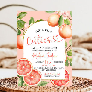 Grapefruit Citrus Summer Fruit Twin Baby Shower Invitation