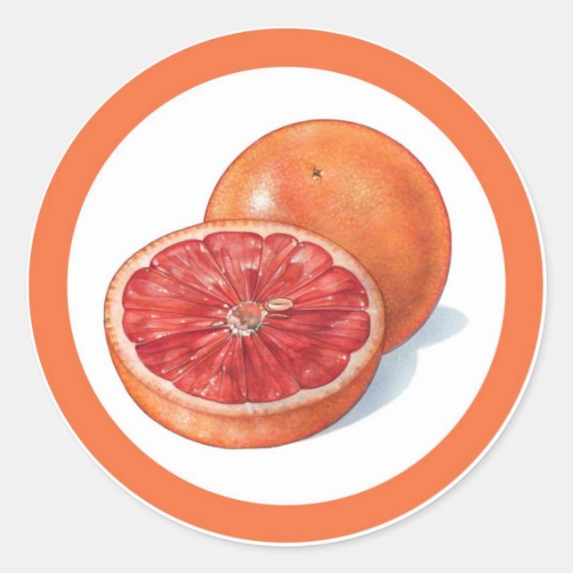 Grapefruit flavor circle sticker labels (Front)