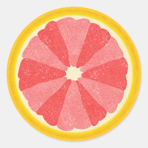 Grapefruit Half Summer Fruit Slice Cute Pink Classic Round Sticker