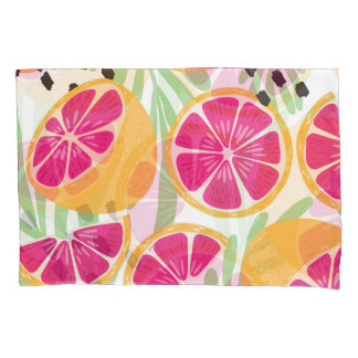 Grapefruit & Leaves: Tropical Vintage Pillow Case