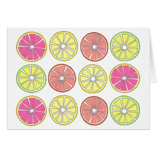 Grapefruit Lemon Lime Orange Citrus Fruit Slices Cards (Front Horizontal)