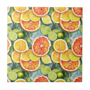 Grapefruit, Lemons, Limes and Oranges Citrus Ceramic Tile