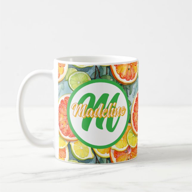 Grapefruit, Lemons, Limes and Oranges Citrus Coffee Mug (Left)